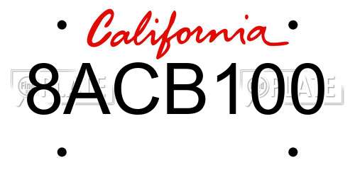 8ACB100 California License Plate