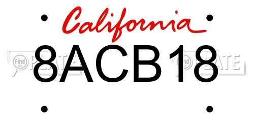 8ACB18 California License Plate