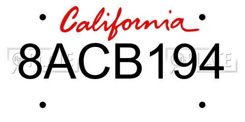 8ACB194 California License Plate