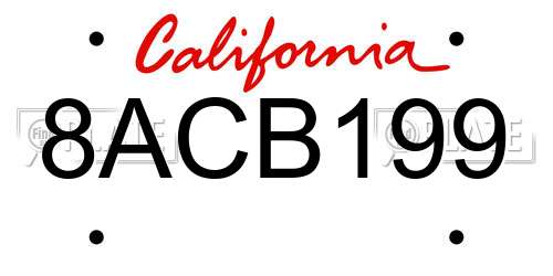 8ACB199 California License Plate
