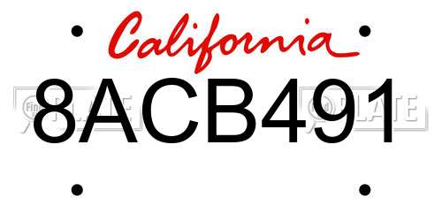 8ACB491 California License Plate