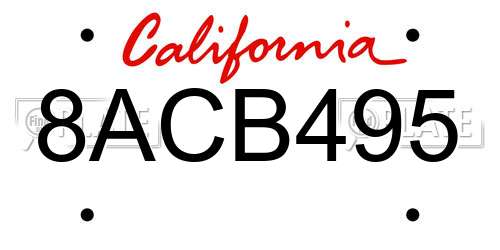 8ACB495 California License Plate