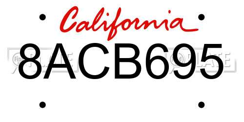 8ACB695 California License Plate