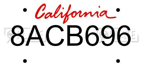 8ACB696 California License Plate