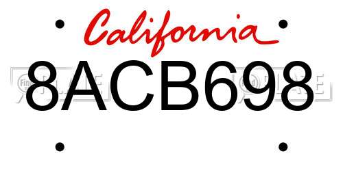 8ACB698 California License Plate