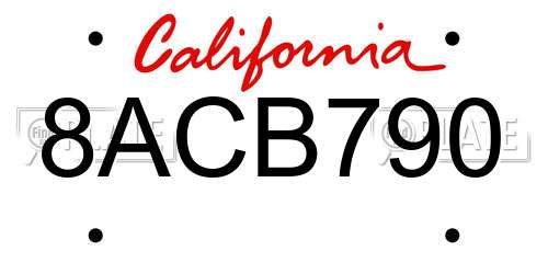 8ACB790 California License Plate