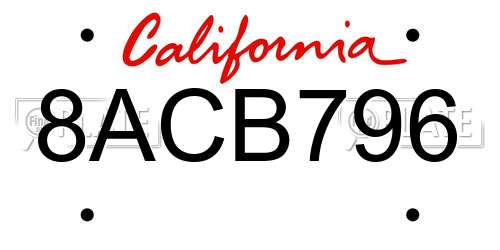 8ACB796 California License Plate
