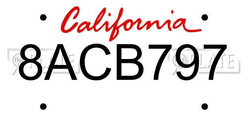 8ACB797 California License Plate