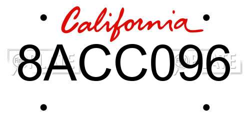8ACC096 California License Plate