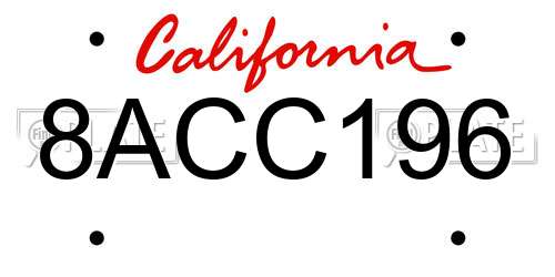 8ACC196 California License Plate