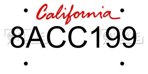 8ACC199 California License Plate