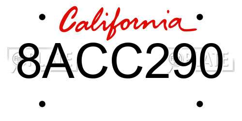 8ACC290 California License Plate