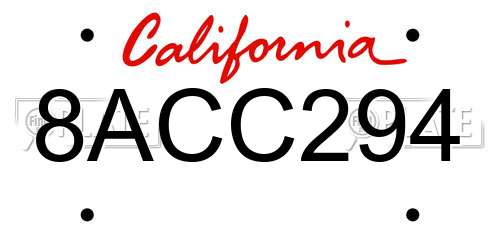 8ACC294 California License Plate