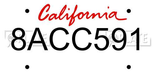 8ACC591 California License Plate