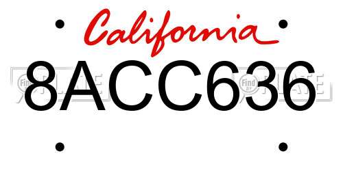 8ACC636 California License Plate