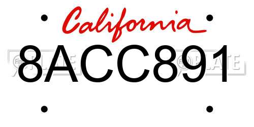 8ACC891 California License Plate