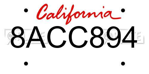 8ACC894 California License Plate
