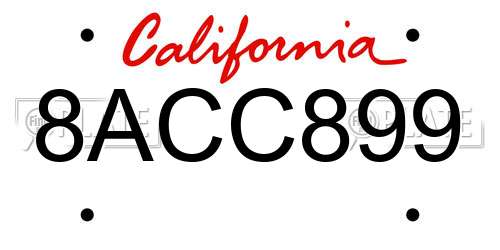 8ACC899 California License Plate