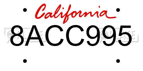 8ACC995 California License Plate