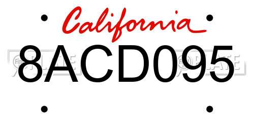 8ACD095 California License Plate