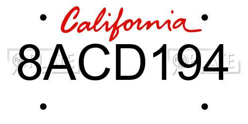 8ACD194 California License Plate