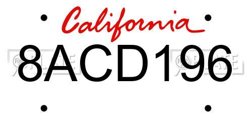 8ACD196 California License Plate