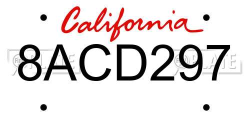 8ACD297 California License Plate