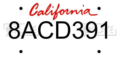 8ACD391 California License Plate