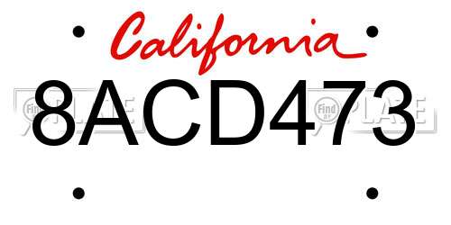 8ACD473 California License Plate