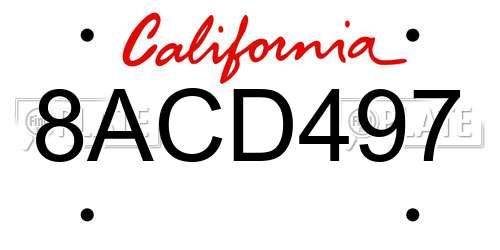8ACD497 California License Plate