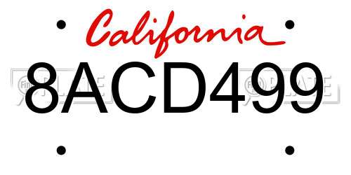 8ACD499 California License Plate