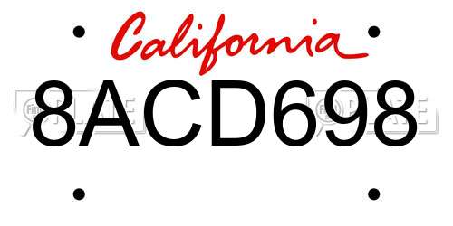 8ACD698 California License Plate