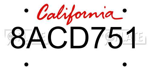 8ACD751 California License Plate
