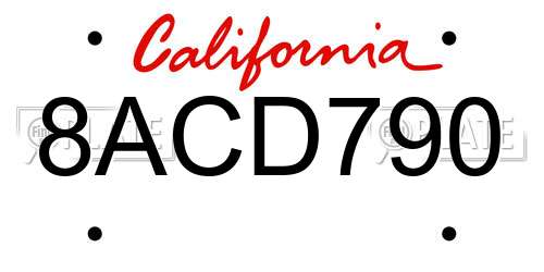 8ACD790 California License Plate