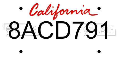 8ACD791 California License Plate