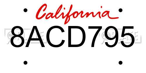 8ACD795 California License Plate