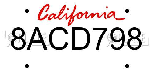 8ACD798 California License Plate
