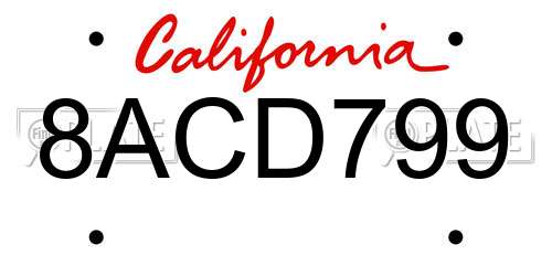 8ACD799 California License Plate