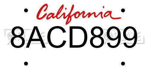 8ACD899 California License Plate