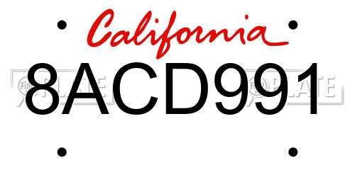 8ACD991 California License Plate