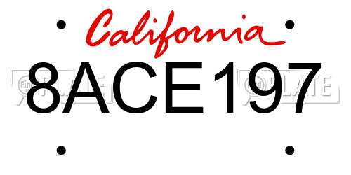8ACE197 California License Plate