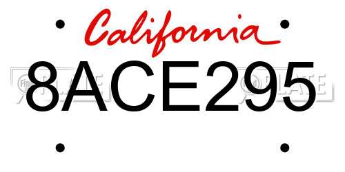 8ACE295 California License Plate