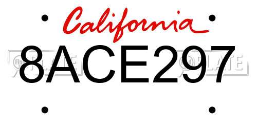8ACE297 California License Plate