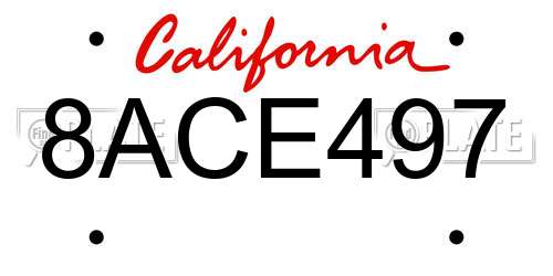 8ACE497 California License Plate