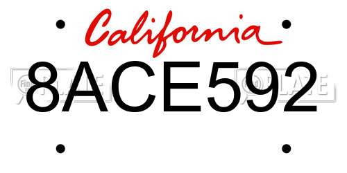8ACE592 California License Plate