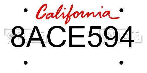 8ACE594 California License Plate
