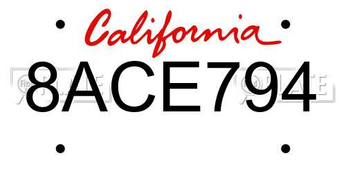 8ACE794 California License Plate