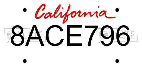 8ACE796 California License Plate
