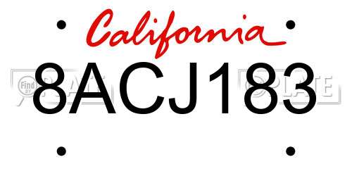 8ACJ183 California License Plate