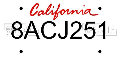 8ACJ251 California License Plate